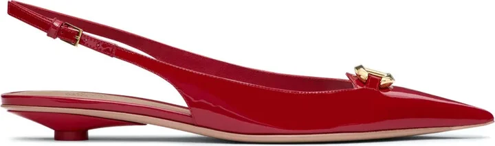 VLogo Signature leather slingback ballerina shoes