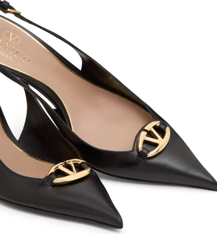 VLogo Signature leather slingback pumps - Image 5