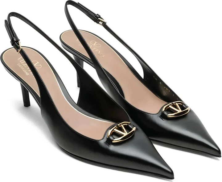 VLogo Signature leather slingback pumps