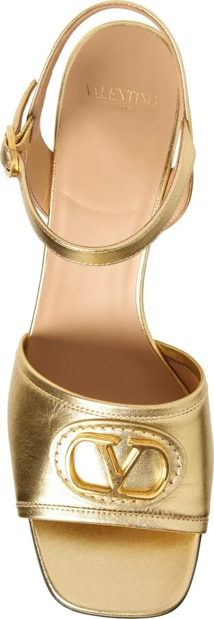 VLOGO Signature Metallic Leather Sandal - Image 4