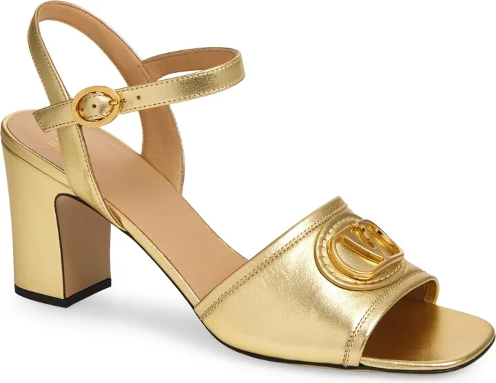 VLOGO Signature Metallic Leather Sandal