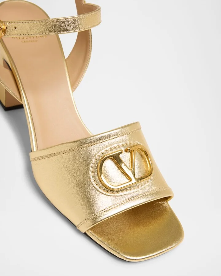 VLogo Signature Metallic Leather Sandals - Image 3