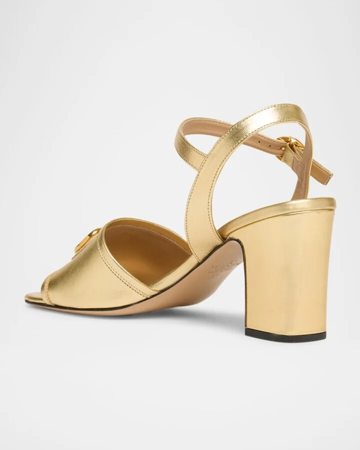 VLogo Signature Metallic Leather Sandals - Image 5