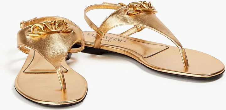 VLOGO Signature metallic leather sandals - Image 2