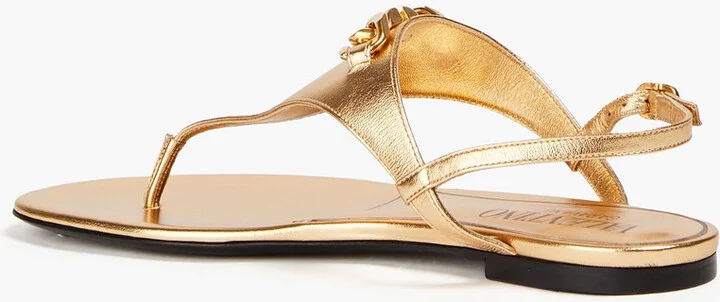 VLOGO Signature metallic leather sandals - Image 3