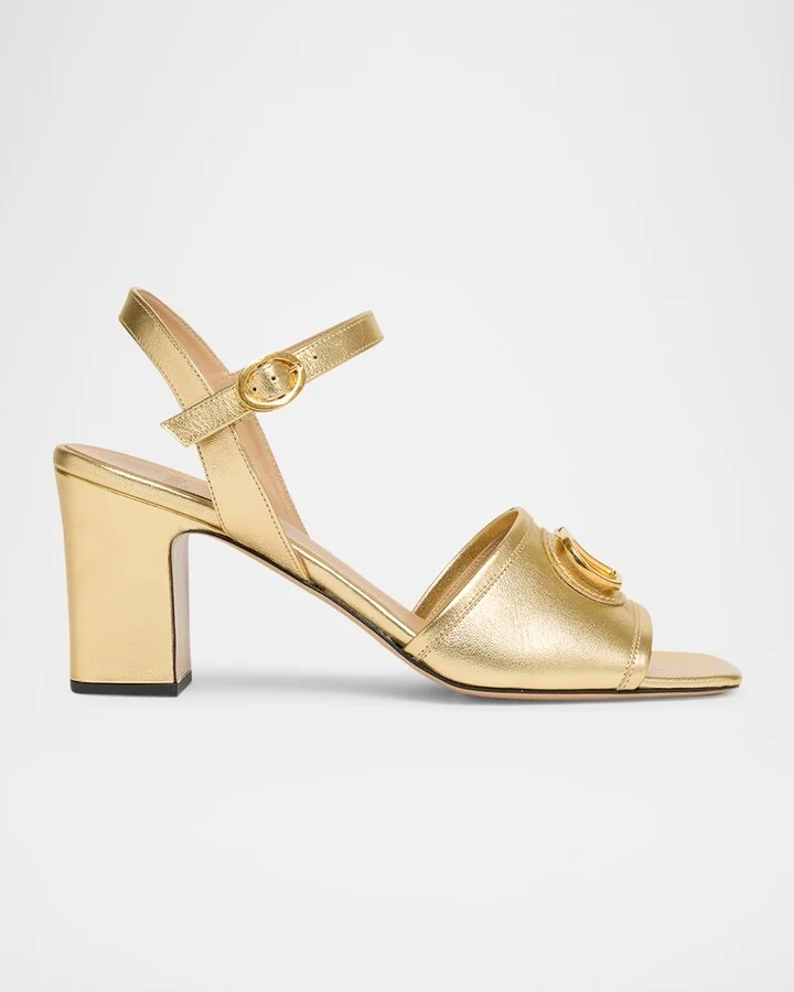 VLogo Signature Metallic Leather Sandals