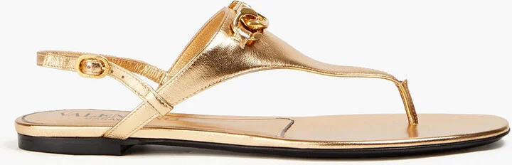 VLOGO Signature metallic leather sandals