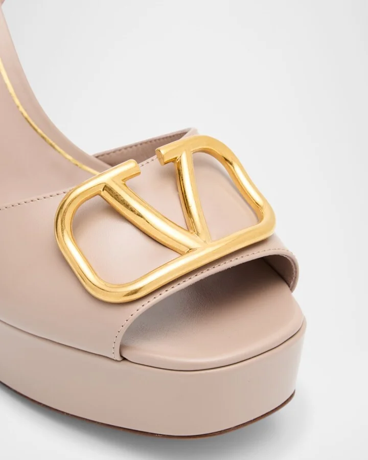 VLogo Signature Nappa Leather Platform Sandals - Image 7