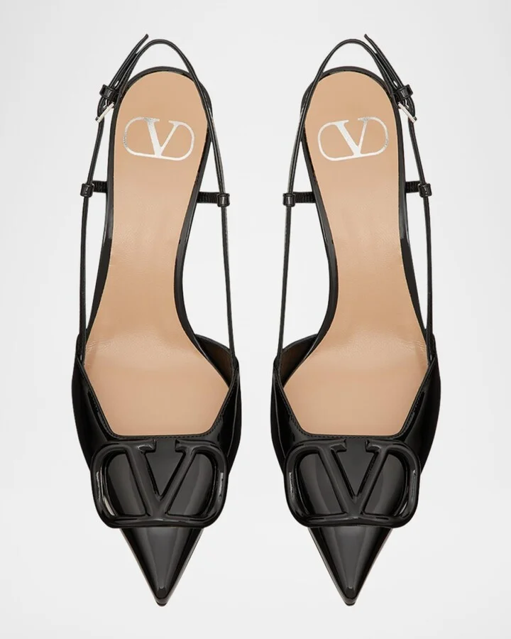 VLogo Signature Patent Leather Slingback Pumps - Image 3