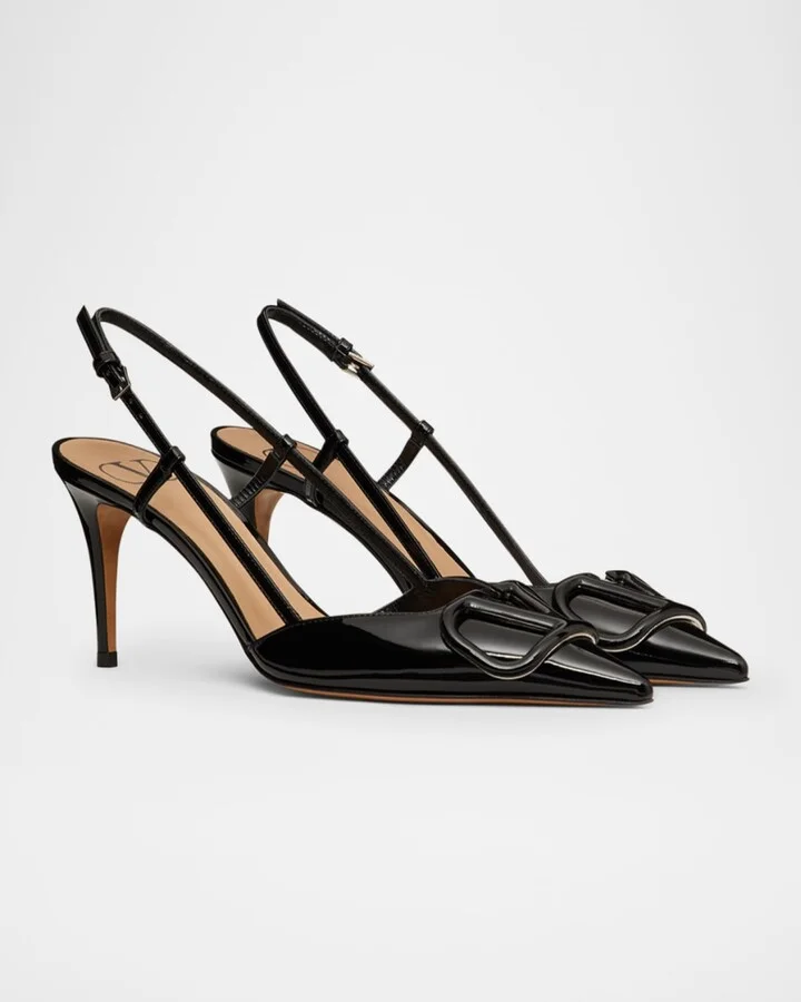 VLogo Signature Patent Leather Slingback Pumps - Image 4
