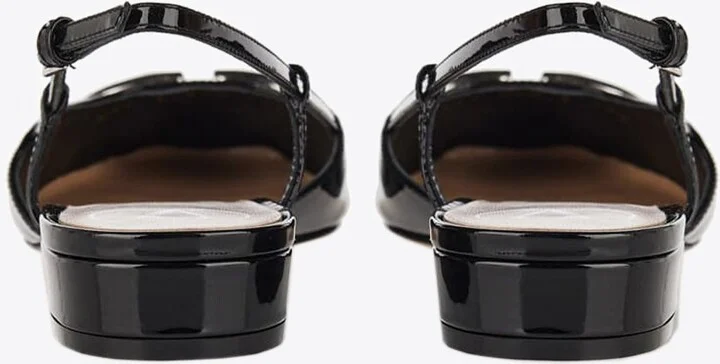 VLogo Slingback Flat Pumps in Patent Leather - Image 2