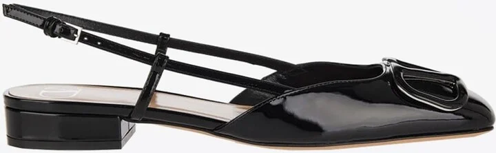 VLogo Slingback Flat Pumps in Patent Leather