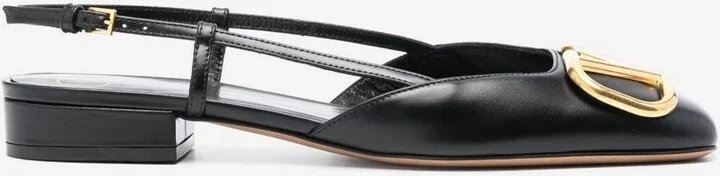 VLogo Slingback Flats in Calf Leather