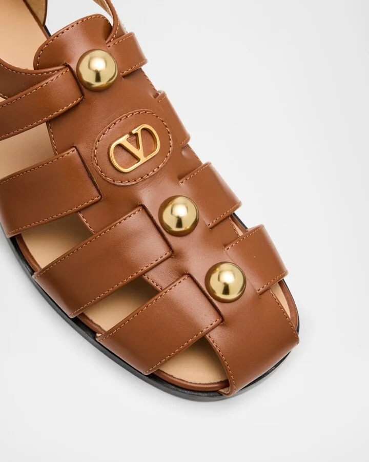 VLogo Stud Leather Fisherman Sandals - Image 2