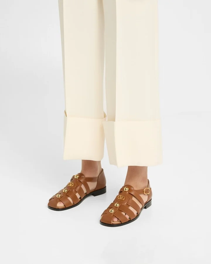 VLogo Stud Leather Fisherman Sandals - Image 3