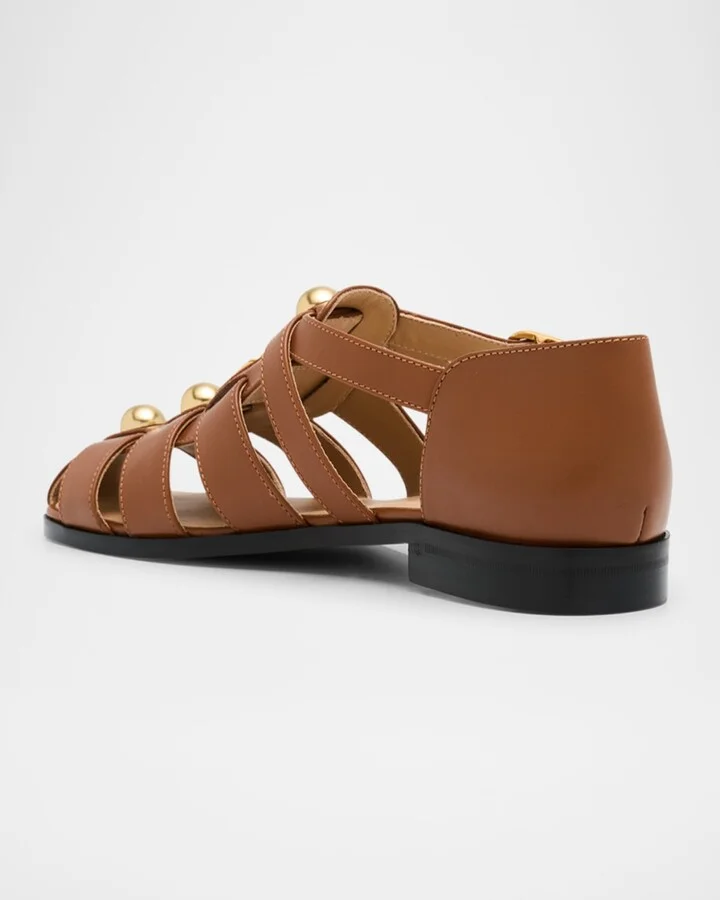 VLogo Stud Leather Fisherman Sandals - Image 5
