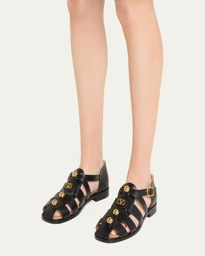 VLogo Stud Leather Fisherman Sandals - Image 5