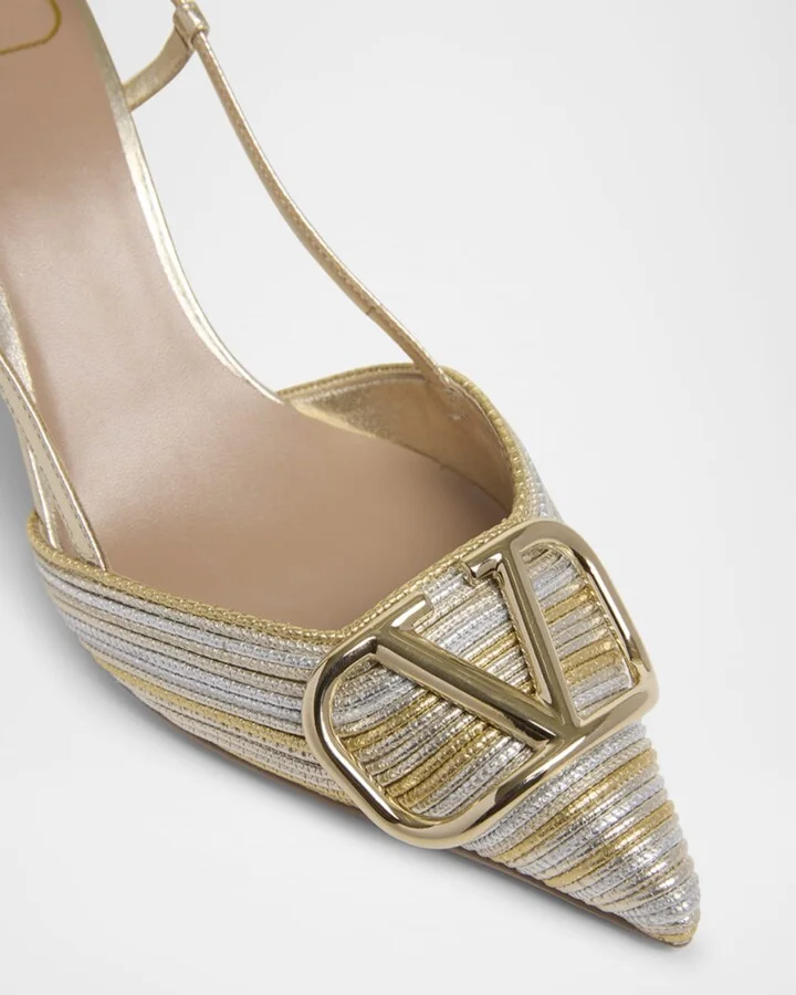VLogo Two-Tone Metallic Slingback Pumps - Image 3
