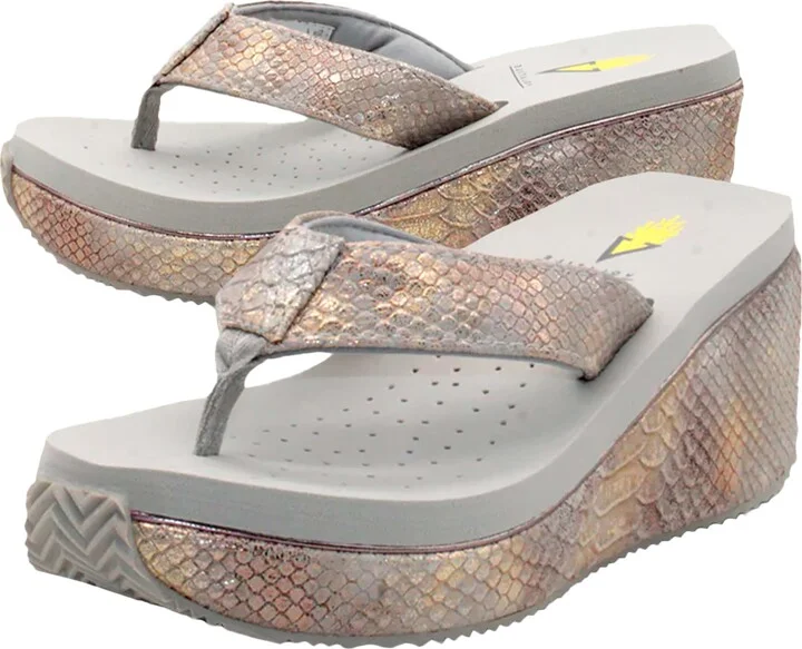 VOLATILE Frappachino Wedge Sandals for Women Featuring Leather with EVA Insole and Rubber Outsole