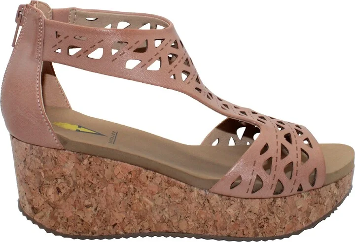 VOLATILE Women's Aster Faux Leather Perforated Wedge Sandal