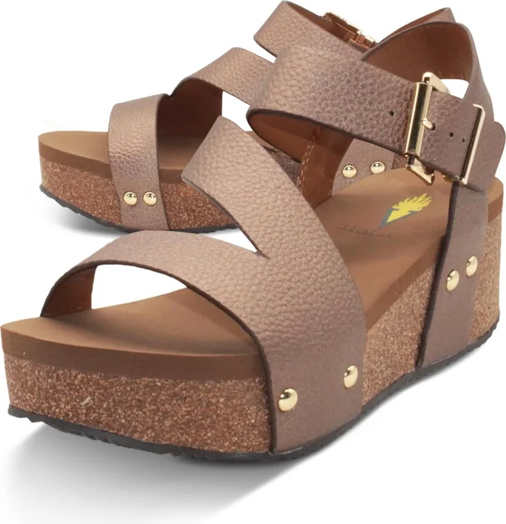 VOLATILE Women's Biloxi Vegan Leather Strappy Wedge Sandal