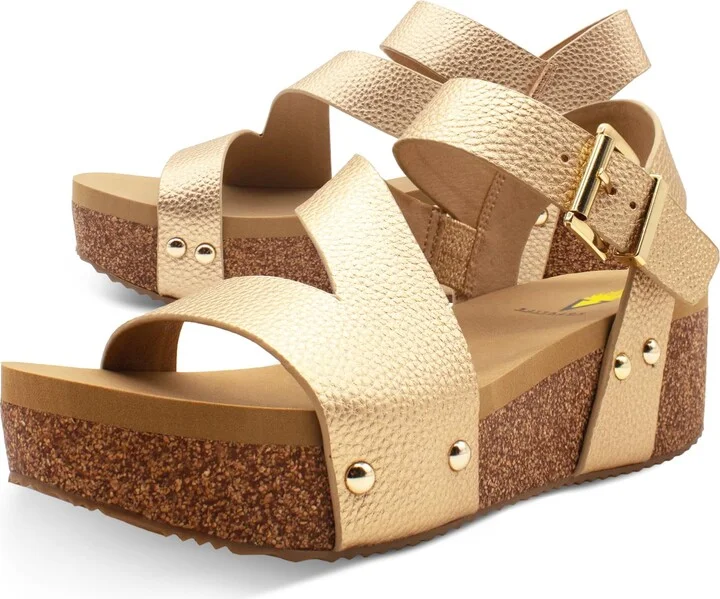 VOLATILE Women's Biloxi Vegan Leather Strappy Wedge Sandal