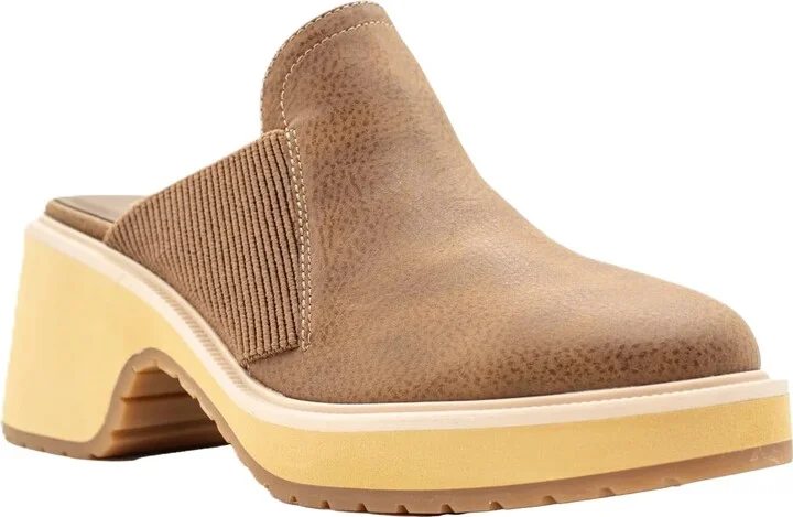 VOLATILE Women's Monet Platform Mule – Faux Nubuck Slip-On Clog with Stretch Goring