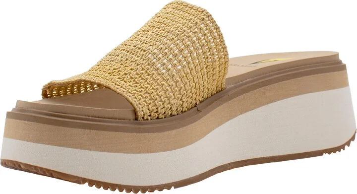 VOLATILE Womens Portobello Platform Slide Casual Sandals Casual Mid Heel 2-3" - Beige - Size 6 M