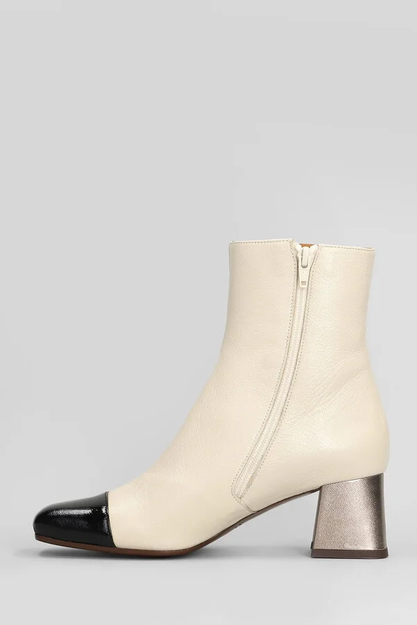 Volkiria High Heels Ankle Boots In White Leather - Image 3