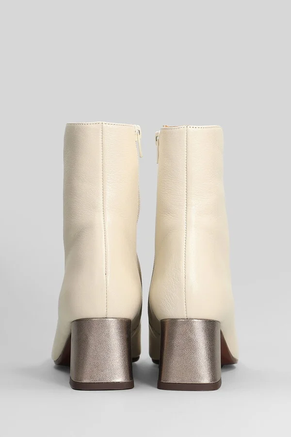 Volkiria High Heels Ankle Boots In White Leather - Image 4