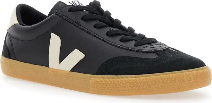 'Volley' Black Sneakers With Side Logo And Lettering Logo On The Heel In Organic Cotton Unisex - Image 6