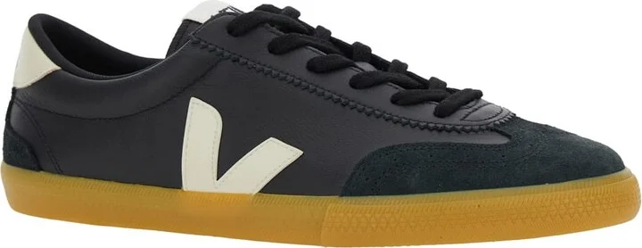 'volley' Black Sneakers With Side Logo And Lettering Logo On The Heel In Organic Cotton Unisex - Image 2