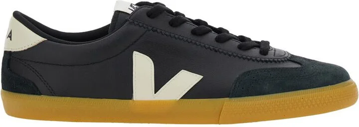 'Volley' Black Sneakers With Side Logo And Lettering Logo On The Heel In Organic Cotton Unisex