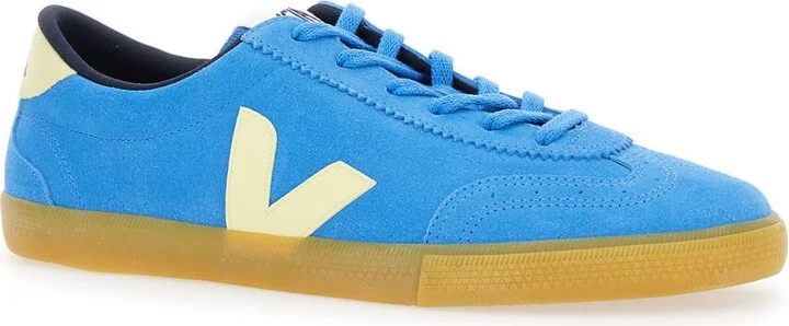 'volley' Blue Sneaker With Side Logo And Lettering Logo On The Heel In Organic Cotton Unisex - Image 2