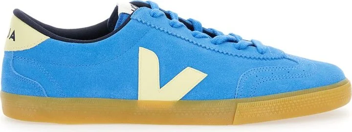 'Volley' Blue Sneaker With Side Logo And Lettering Logo On The Heel In Organic Cotton Unisex