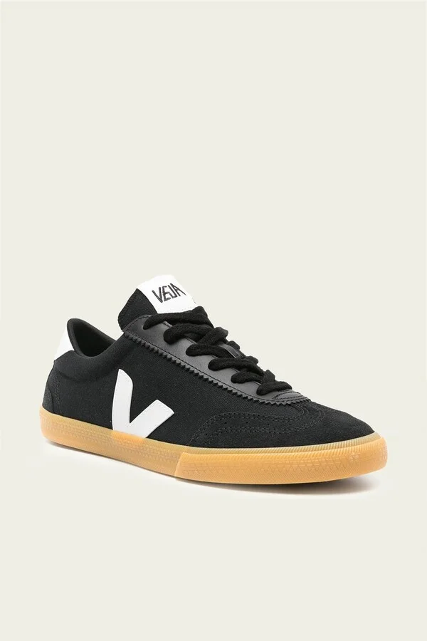 Volley Canvas Men Sneaker in Black White Natural - Image 2