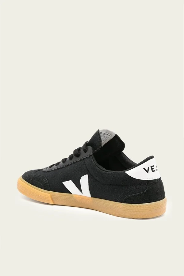 Volley Canvas Men Sneaker in Black White Natural - Image 3