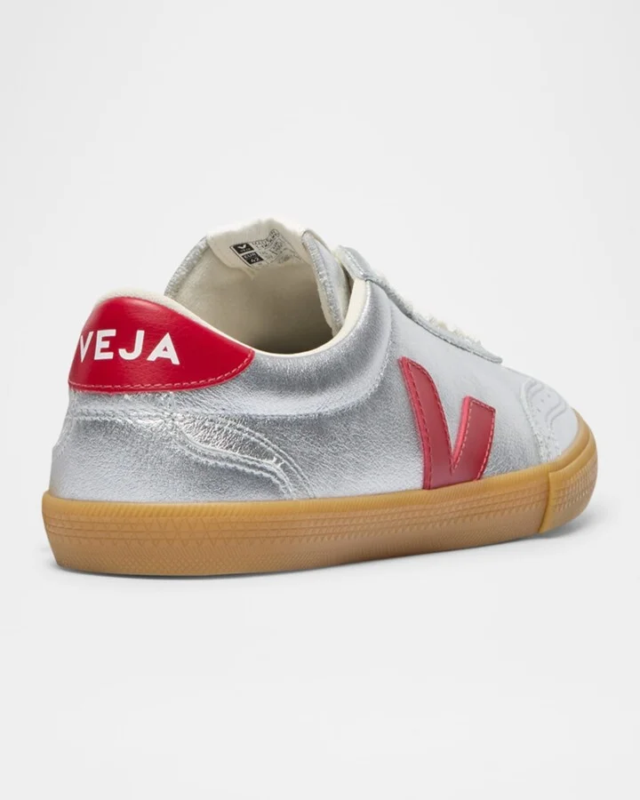 Volley Low-Top Metallic Leather Sneakers - Image 4