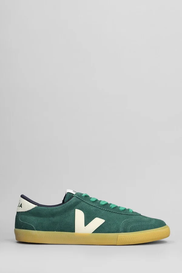 Volley Sneakers In Green Suede