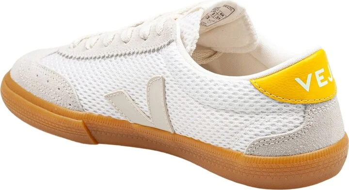 Volley Sneakers In Leather And Suede Color White And Yellow - Image 3
