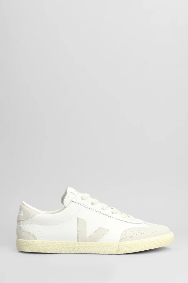 Volley Sneakers In White Suede And Leather