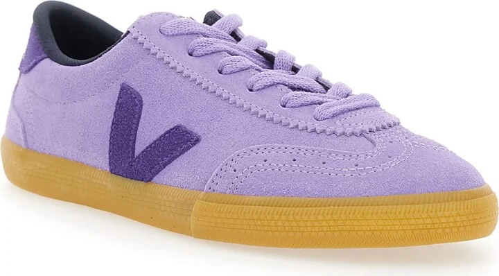 'volley' Violet Sneaker With Side Logo And Lettering Logo On The Heel In Organic Cotton Unisex - Image 2