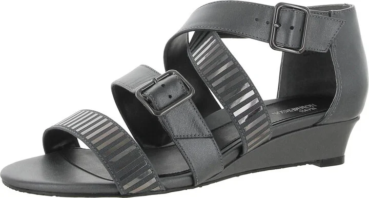 Voluptuous Womens Leather Criss-Cross Wedge Sandals