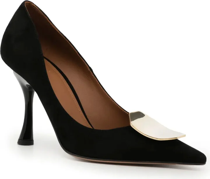 Vonn 90mm metallic-finish suede pumps - Image 2