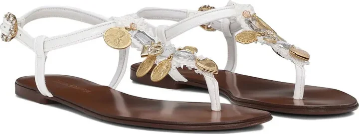 Votive-Appliqué Raffia Sandals - Image 2