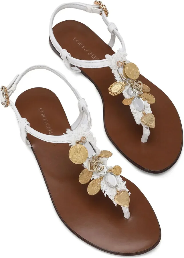 Votive-Appliqué Raffia Sandals - Image 5