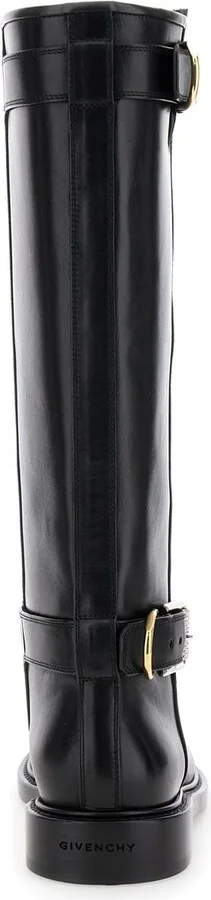 'voyou' Black Flat Boots With Oversized Buckle In Leather Woman - Image 4