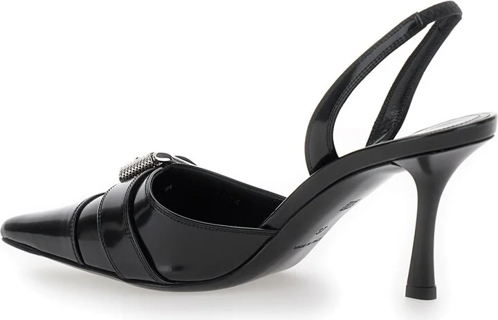 'voyou' Black Slingback Pumps With A Buckle In Patent Leather Woman - Image 3