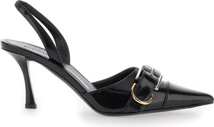 'voyou' Black Slingback Pumps With A Buckle In Patent Leather Woman