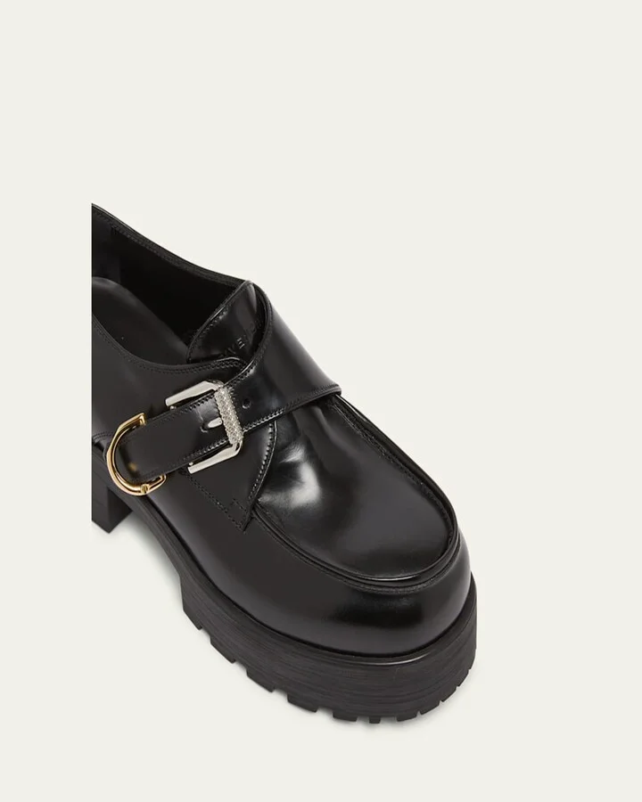 Voyou Leather Monk Platform Loafers - Image 4